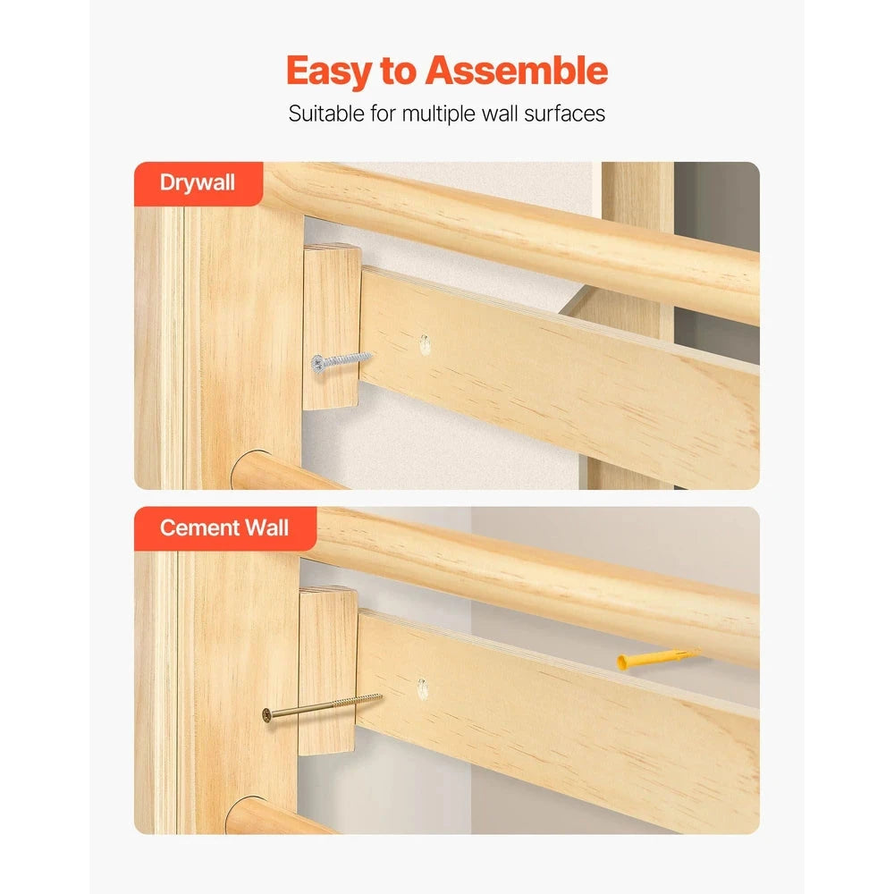 Solid Wood Swedish Ladder Gym – Indoor Climbing Wall Set for Kids