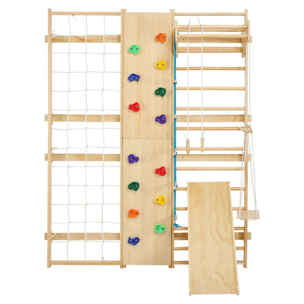 Solid Wood Swedish Ladder Gym – Indoor Climbing Wall Set for Kids