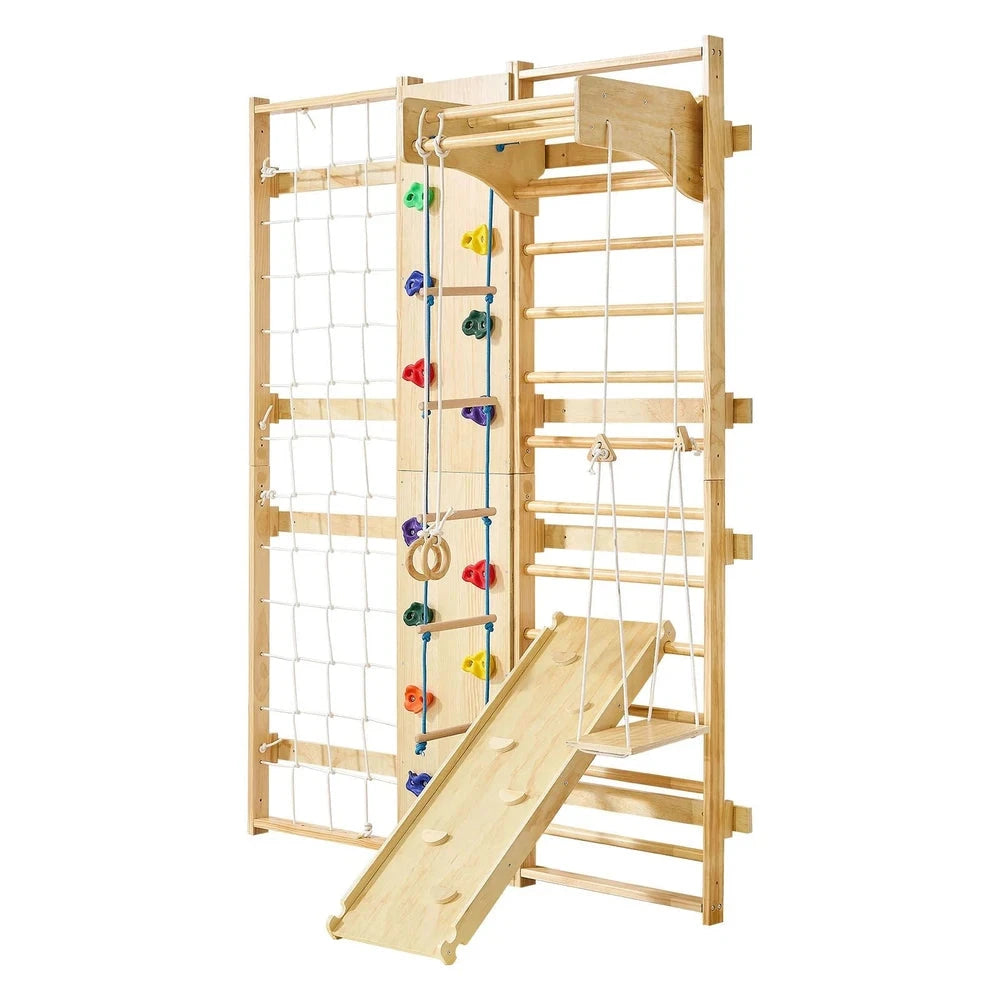 Solid Wood Swedish Ladder Gym – Indoor Climbing Wall Set for Kids