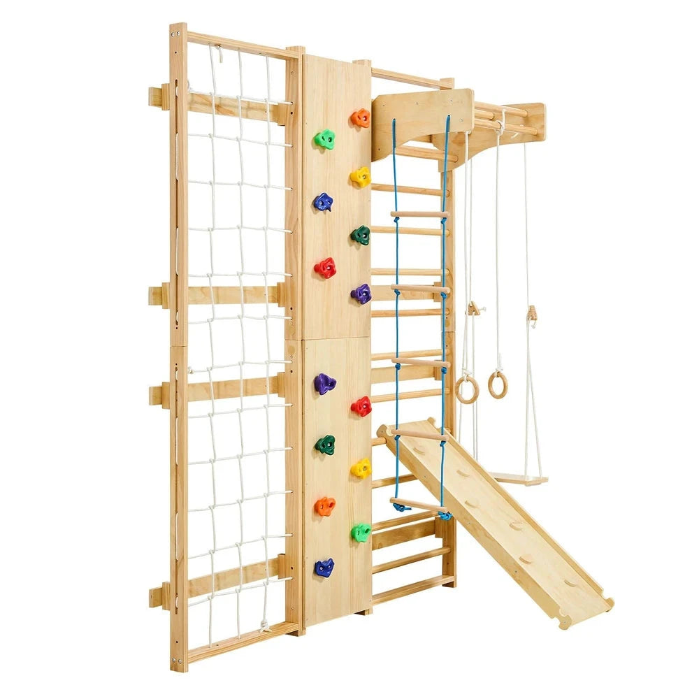 Solid Wood Swedish Ladder Gym – Indoor Climbing Wall Set for Kids