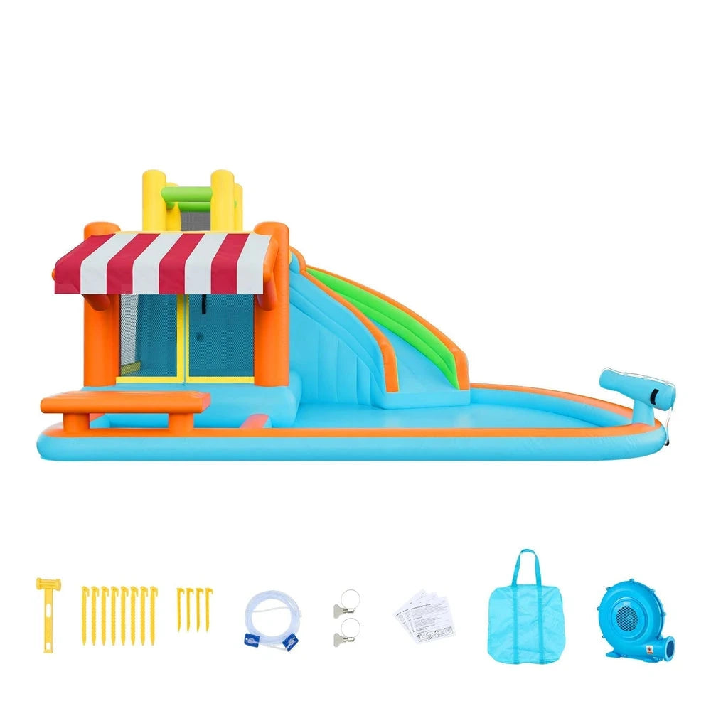 Inflatable Water Park Bounce House – Backyard Water Slide Castle with Splash Pool (15x13x8)