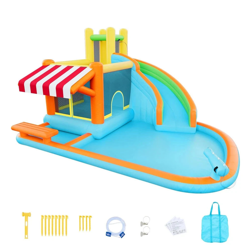 Inflatable Water Park Bounce House – Backyard Water Slide Castle with Splash Pool (15x13x8)