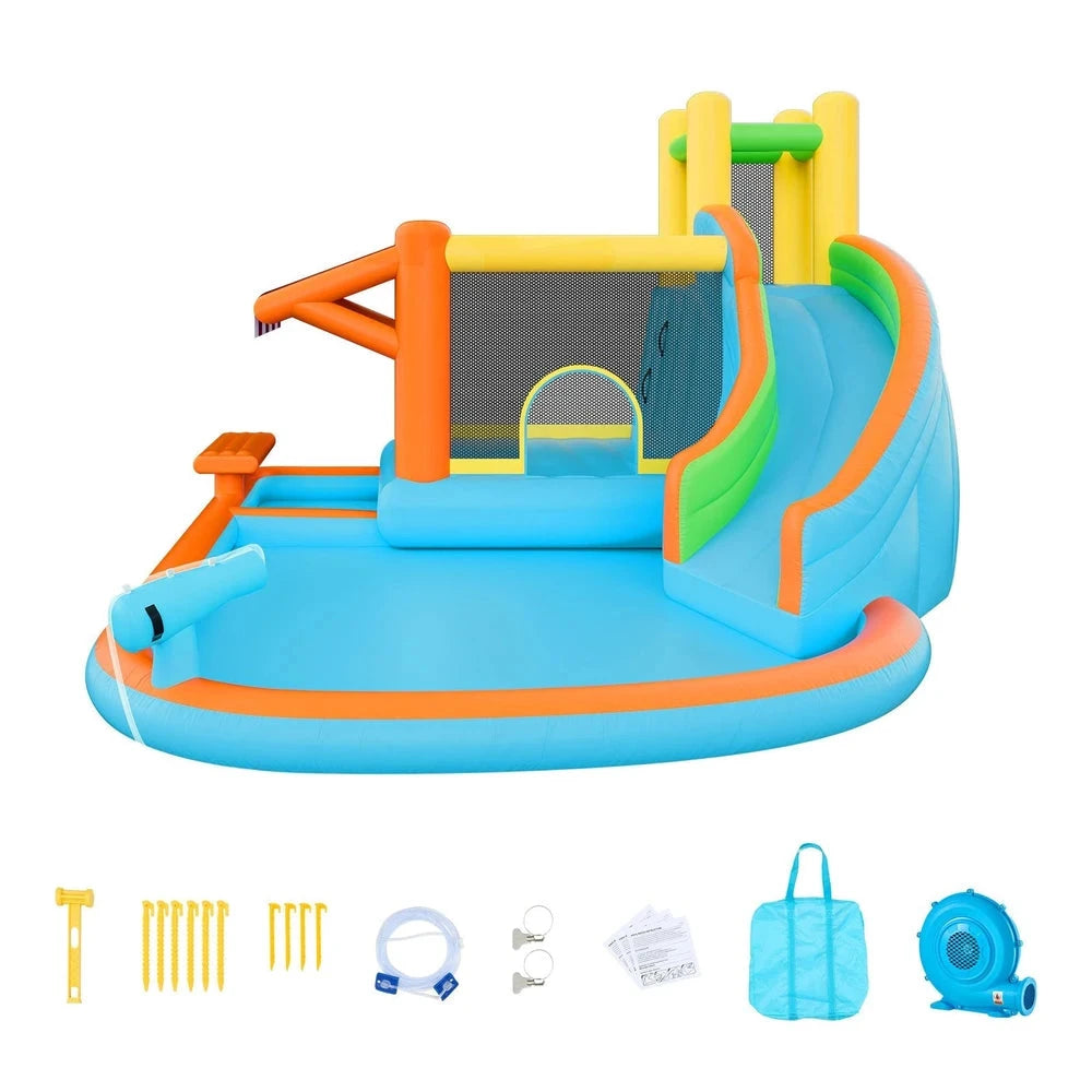 Inflatable Water Park Bounce House – Backyard Water Slide Castle with Splash Pool (15x13x8)