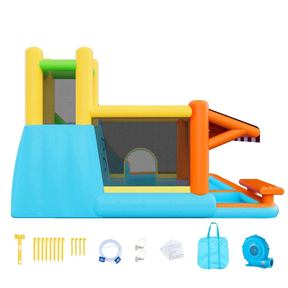Inflatable Water Park Bounce House – Backyard Water Slide Castle with Splash Pool (15x13x8)