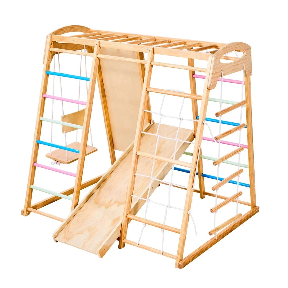 7-in-1 Wooden Montessori Jungle Gym – Heavy-Duty Indoor Climbing Playset