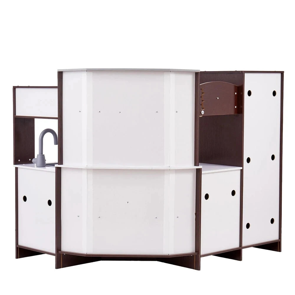 Wooden Corner Kitchen Playset – Pretend Play Kitchen with Sounds & Accessories