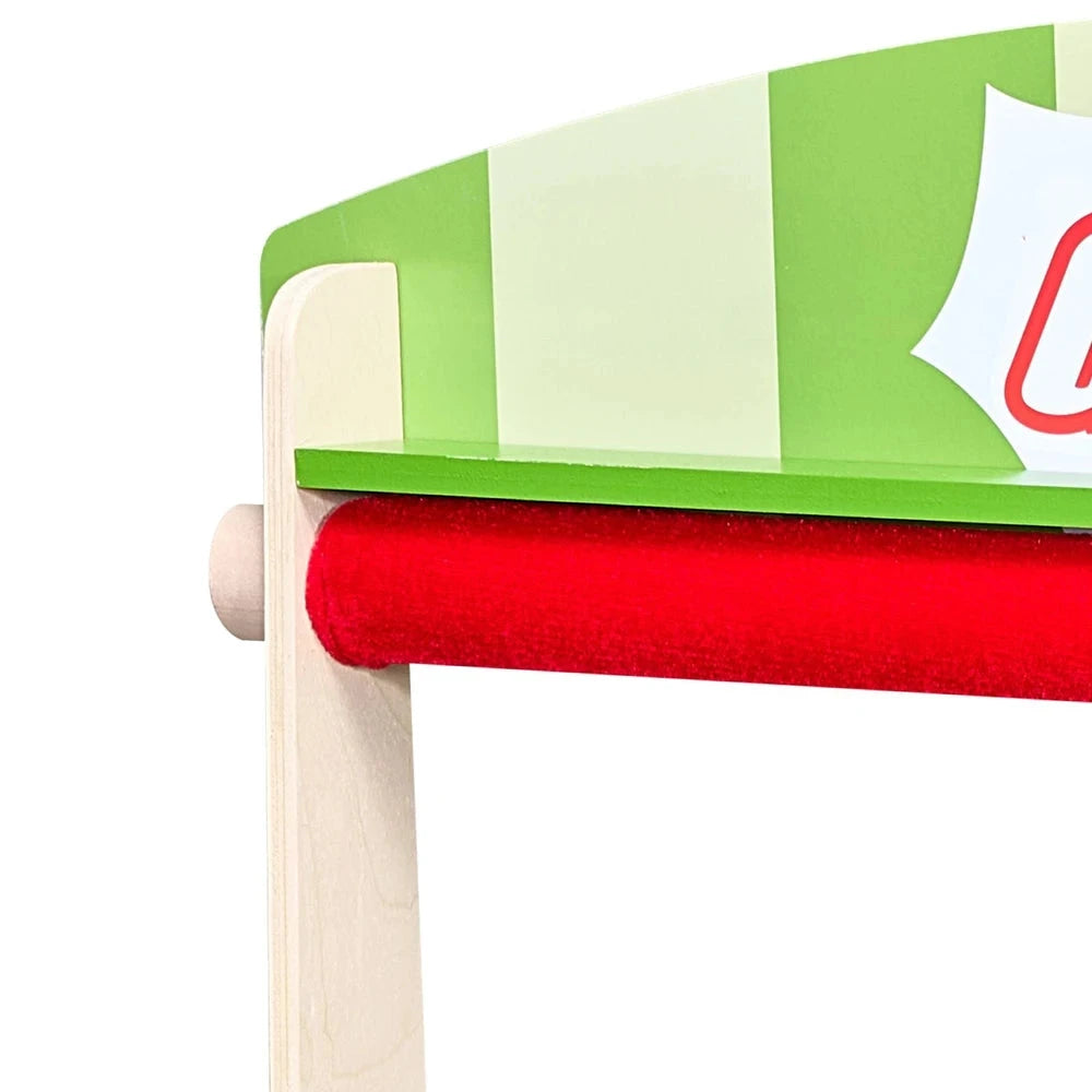 Wooden Reversible Puppet Theater & Market Stand – 2-in-1 Pretend Play Set