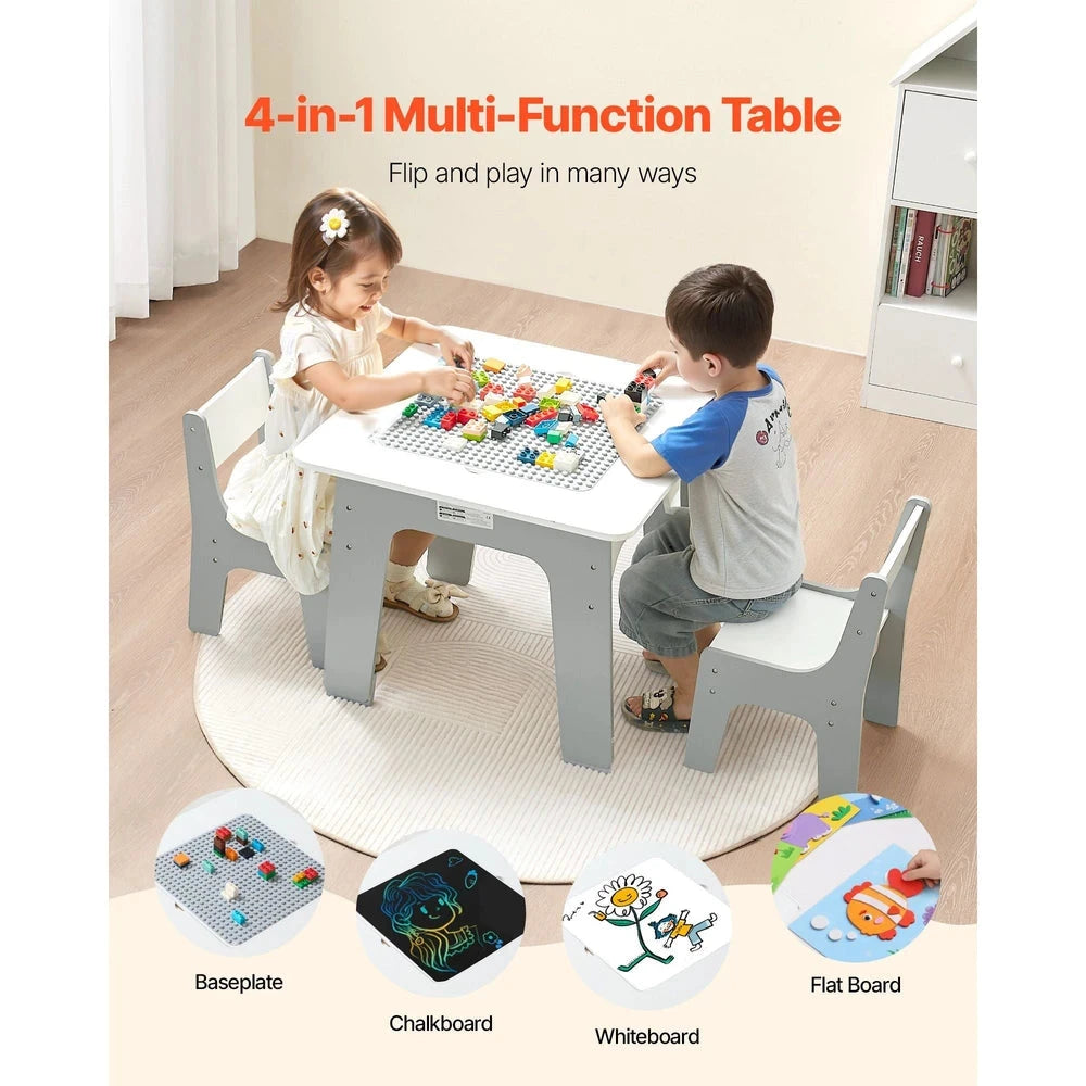 Kids Activity Table & Chair Set – Building & Drawing Play Table for Toddlers