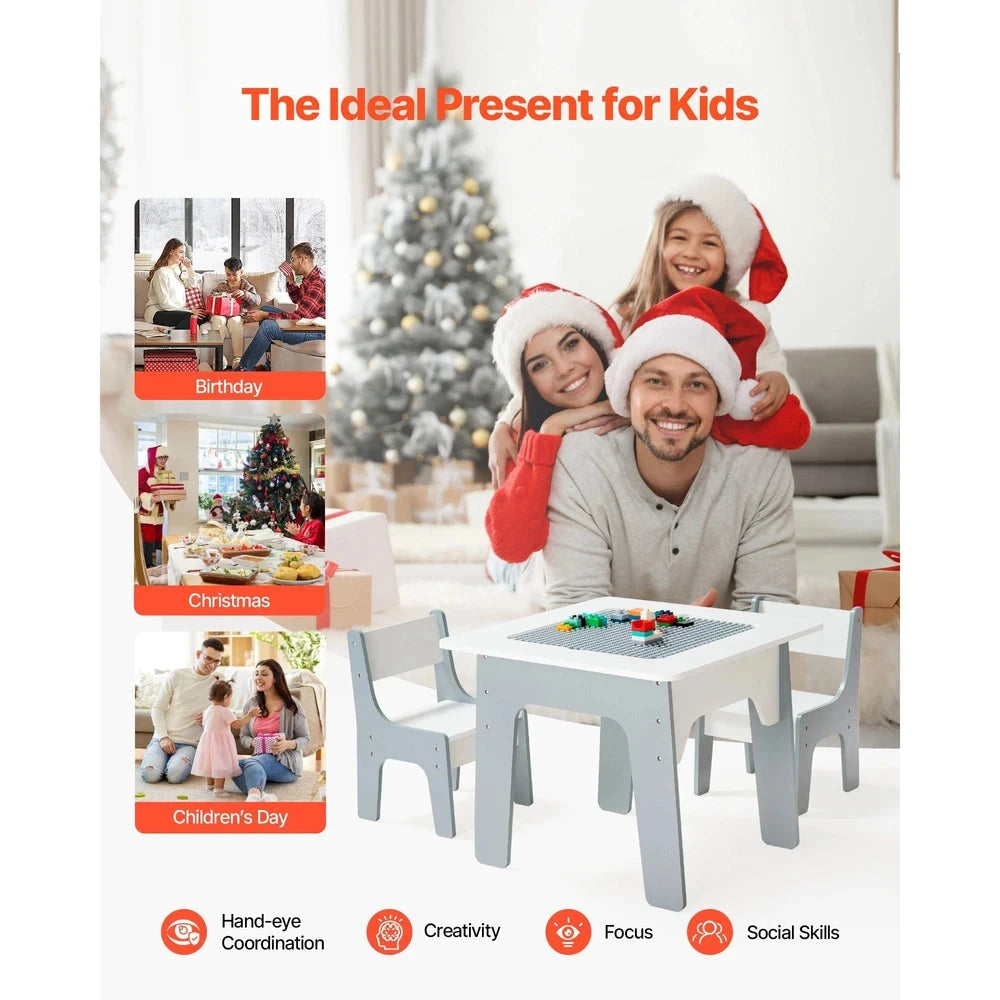 Kids Activity Table & Chair Set – Building & Drawing Play Table for Toddlers