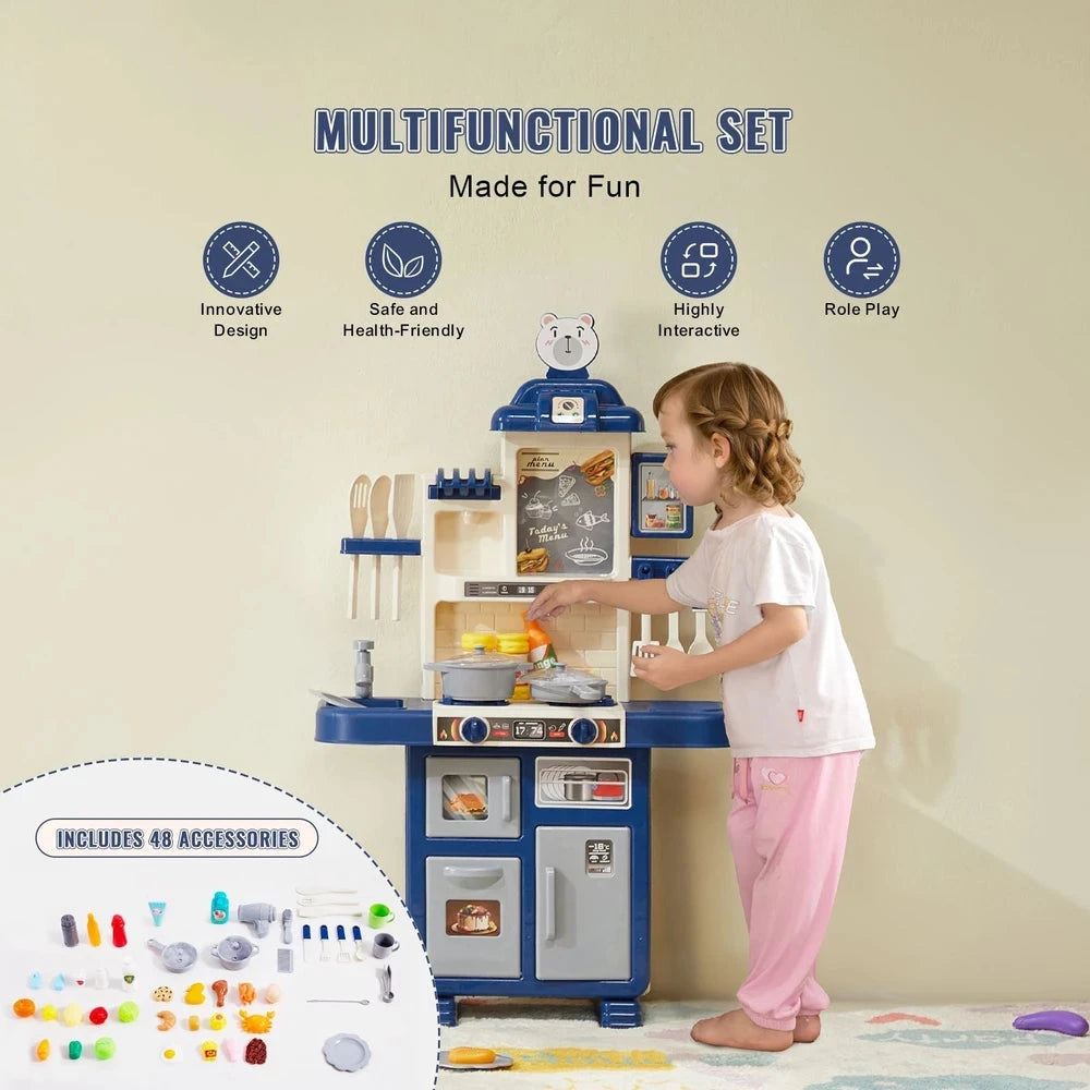 Interactive Toddler Kitchen Playset – Pretend Kitchen with Lights & Sounds
