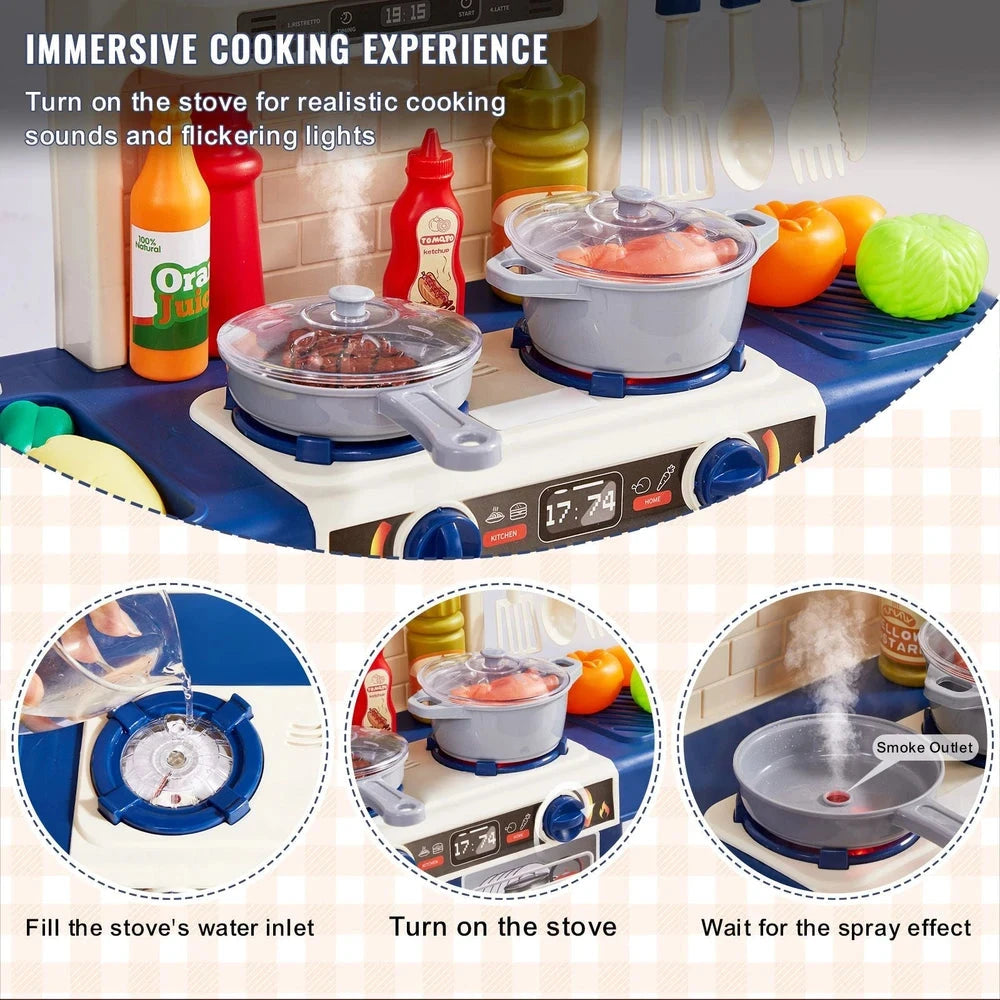 Interactive Toddler Kitchen Playset – Pretend Kitchen with Lights & Sounds