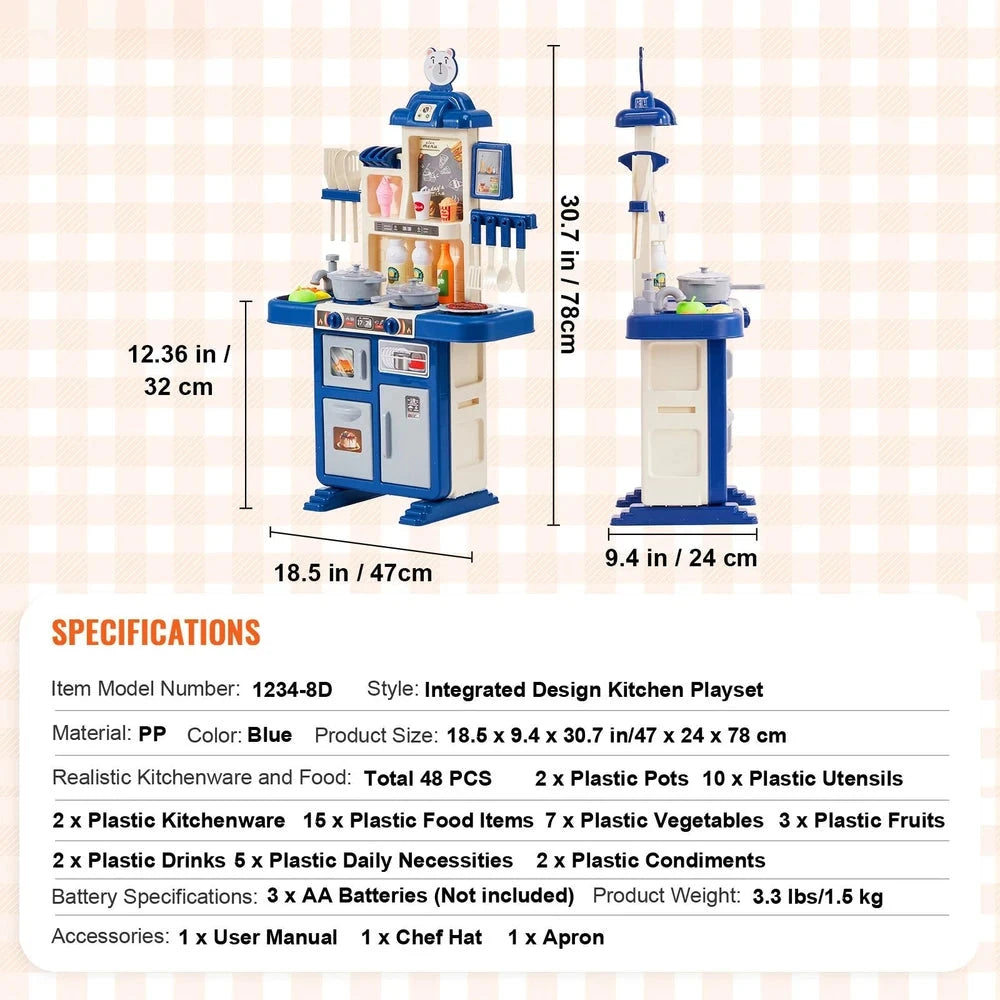 Interactive Toddler Kitchen Playset – Pretend Kitchen with Lights & Sounds