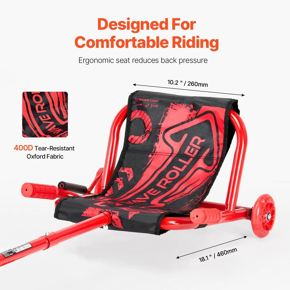 Kids Drifting Scooter – Wiggle Ride-On with LED Flashing Wheels (Red)