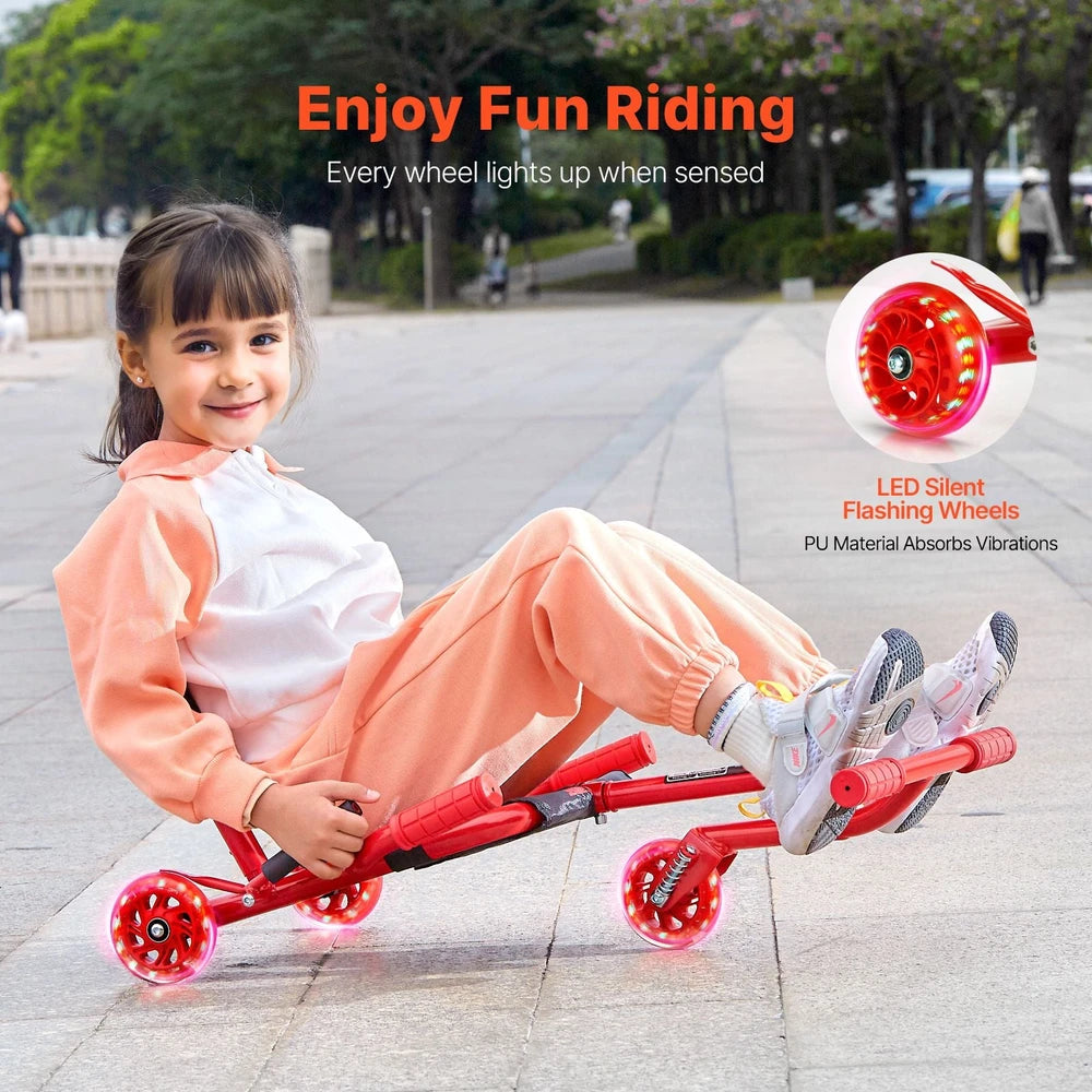 Kids Drifting Scooter – Wiggle Ride-On with LED Flashing Wheels (Red)