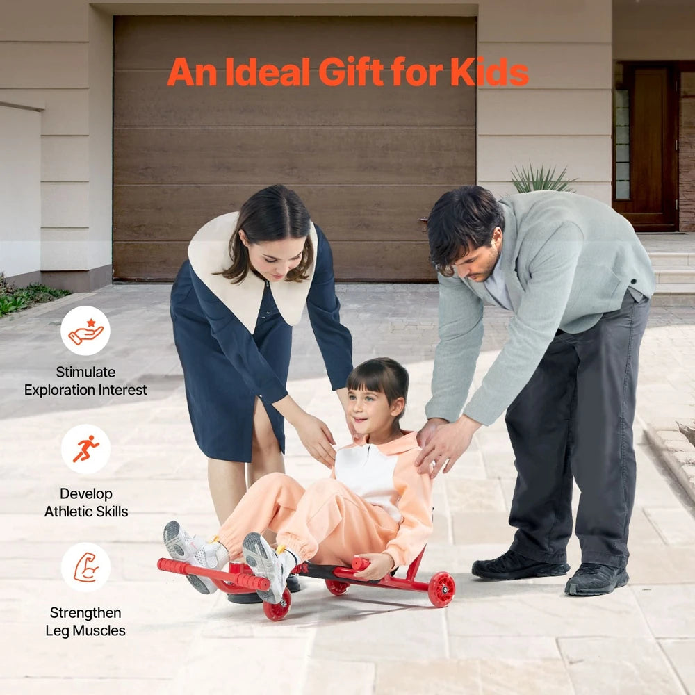 Kids Drifting Scooter – Wiggle Ride-On with LED Flashing Wheels (Red)