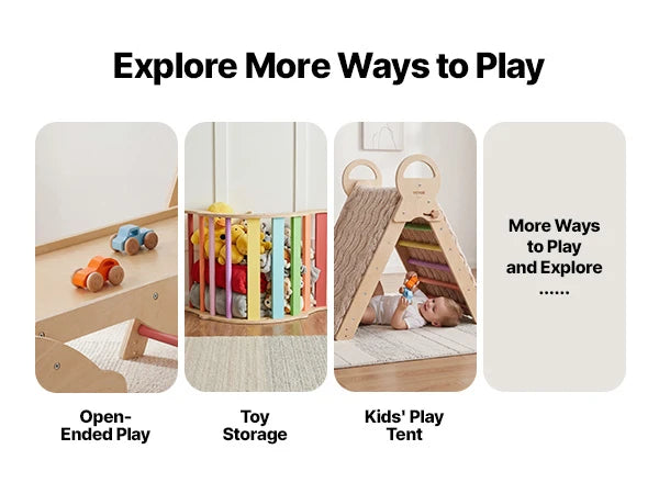 9-in-1 Wooden Montessori Jungle Gym – Rainbow Pikler Triangle Climbing Set