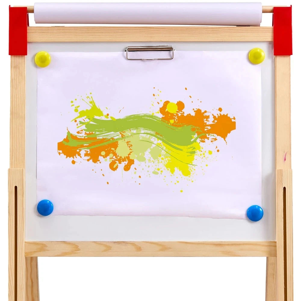 3-in-1 Wooden Art Easel – Adjustable Double-Sided Easel with Chalkboard & Whiteboard