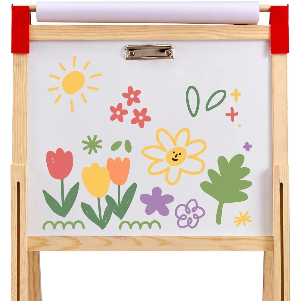 3-in-1 Wooden Art Easel – Adjustable Double-Sided Easel with Chalkboard & Whiteboard