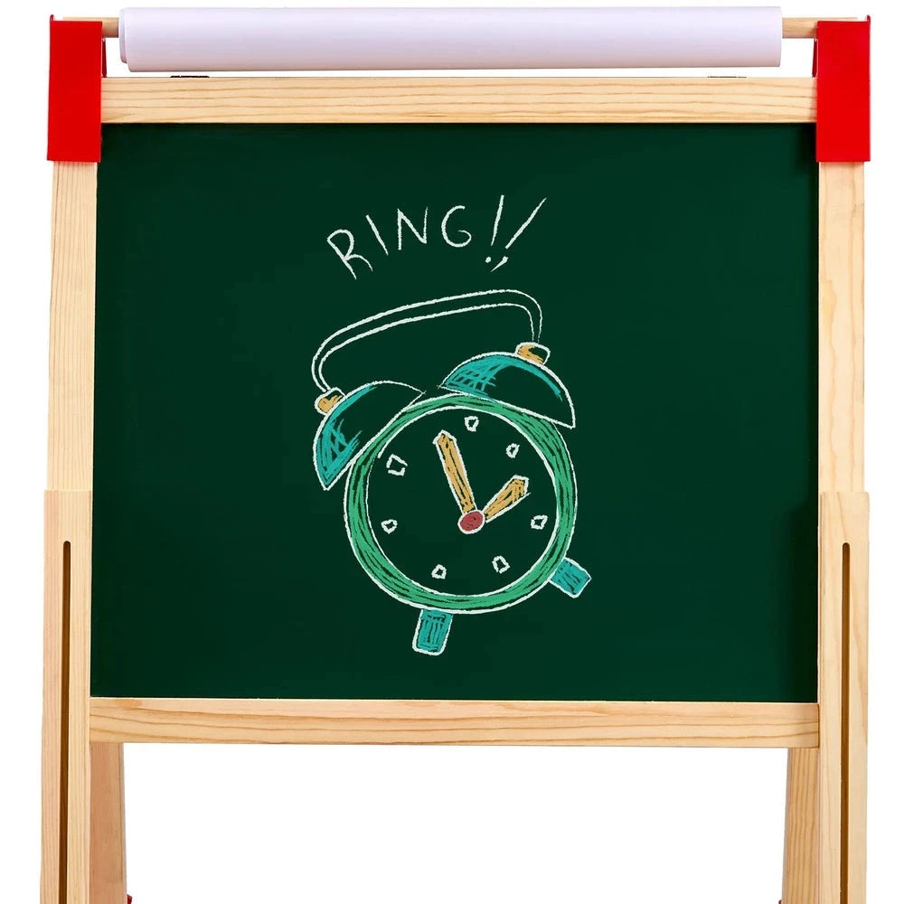 3-in-1 Wooden Art Easel – Adjustable Double-Sided Easel with Chalkboard & Whiteboard