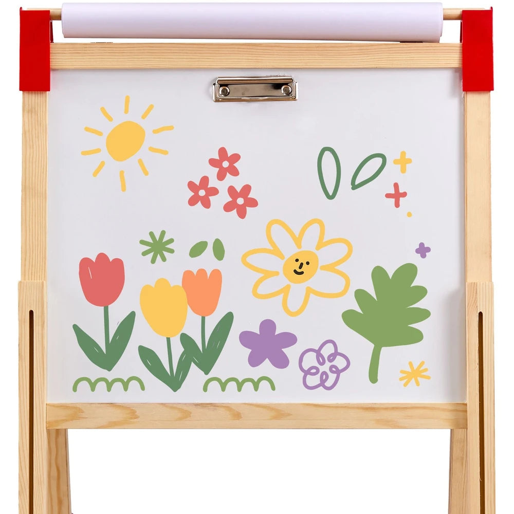 3-in-1 Kids Art Easel – Chalkboard, Whiteboard & Paper Roll Station