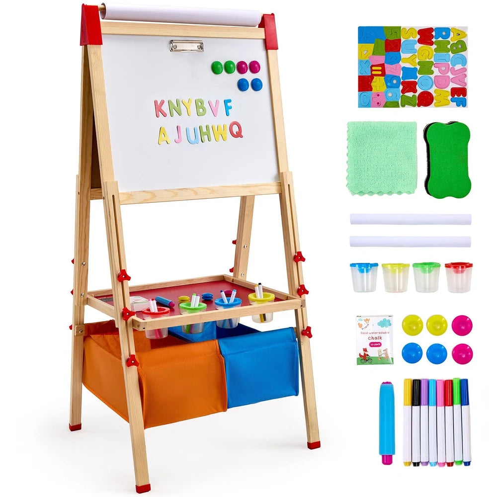 3-in-1 Kids Art Easel – Chalkboard, Whiteboard & Paper Roll Station