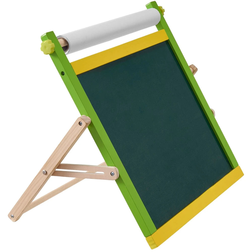 3-in-1 Wooden Tabletop Art Easel – Chalkboard, Whiteboard & Paper Roll for Kids