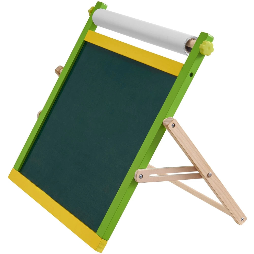 3-in-1 Wooden Tabletop Art Easel – Chalkboard, Whiteboard & Paper Roll for Kids