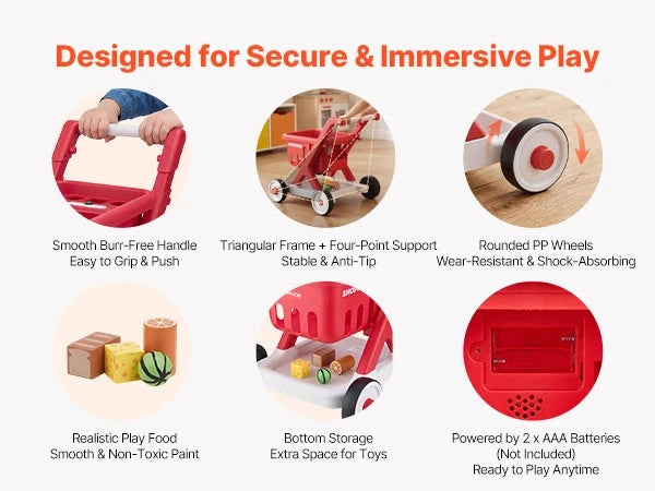 Interactive Kids Shopping Cart – Pretend Grocery Cart with Lights & Sounds