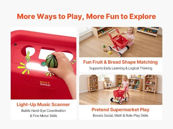 Interactive Kids Shopping Cart – Pretend Grocery Cart with Lights & Sounds