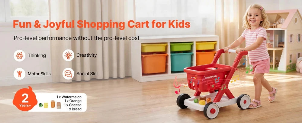 Interactive Kids Shopping Cart – Pretend Grocery Cart with Lights & Sounds