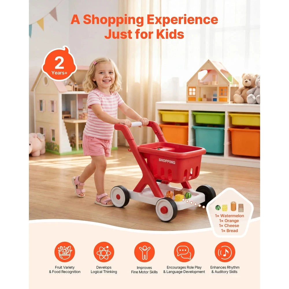 Interactive Kids Shopping Cart – Pretend Grocery Cart with Lights & Sounds