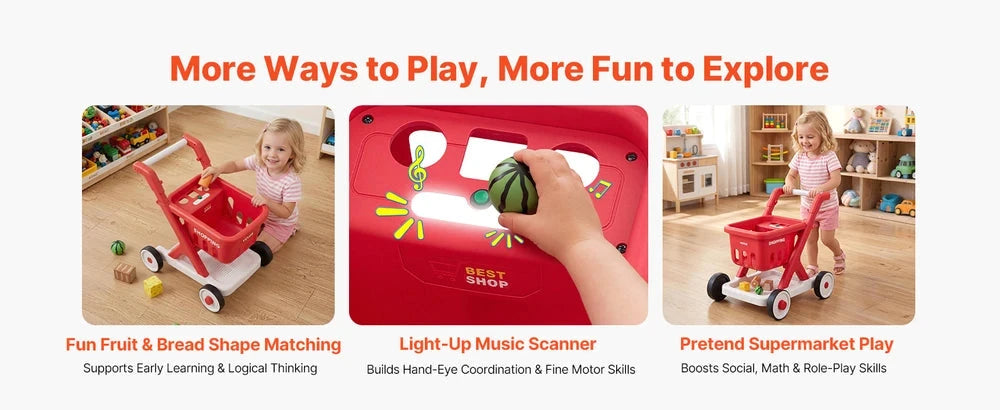 Interactive Kids Shopping Cart – Pretend Grocery Cart with Lights & Sounds