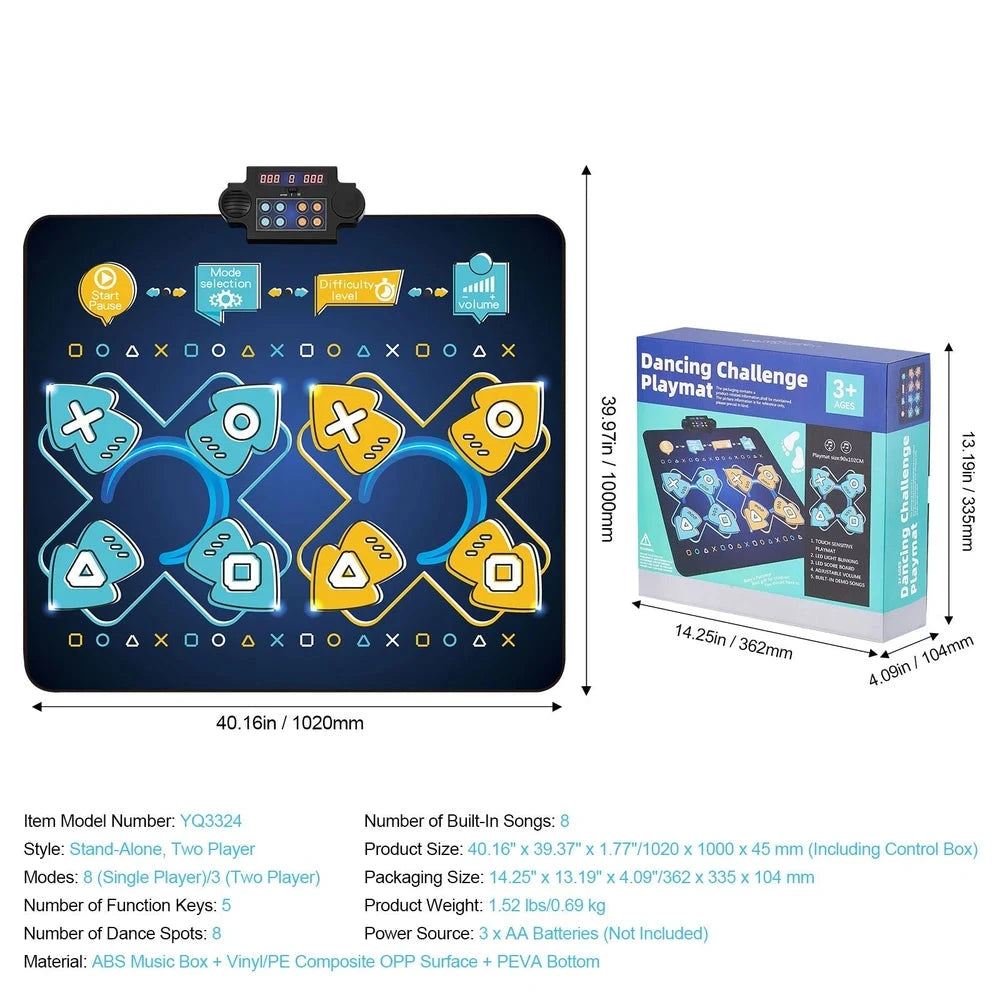 Interactive Rhythm Dance Mat – Two-Player Musical Game Mat for Kids