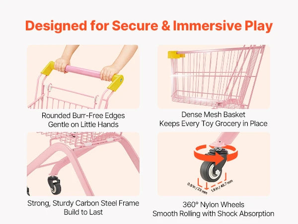 Kids Shopping Cart – Pretend Play Grocery Cart for Toddlers, Ages 3+