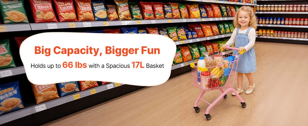 Kids Shopping Cart – Pretend Play Grocery Cart for Toddlers, Ages 3+