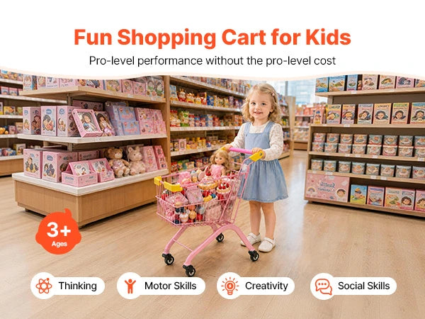 Kids Shopping Cart – Pretend Play Grocery Cart for Toddlers, Ages 3+