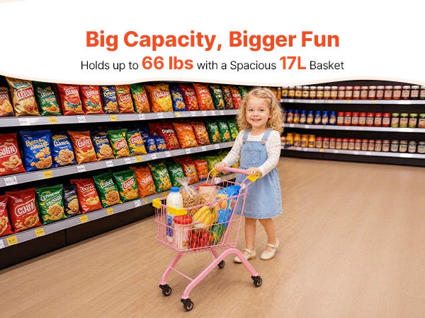 Kids Shopping Cart – Pretend Play Grocery Cart for Toddlers, Ages 3+
