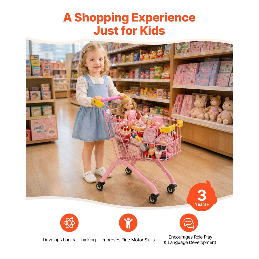 Kids Shopping Cart – Pretend Play Grocery Cart for Toddlers, Ages 3+