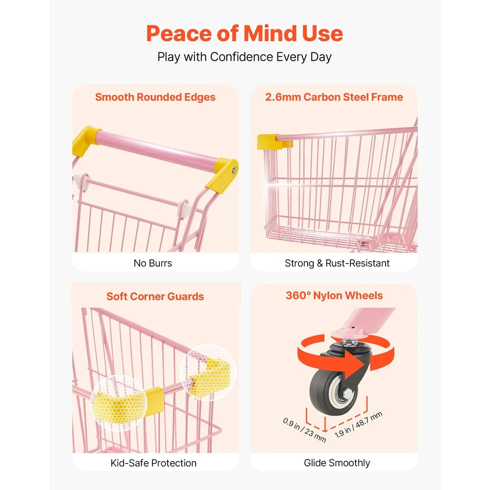 Kids Shopping Cart – Pretend Play Grocery Cart for Toddlers, Ages 3+