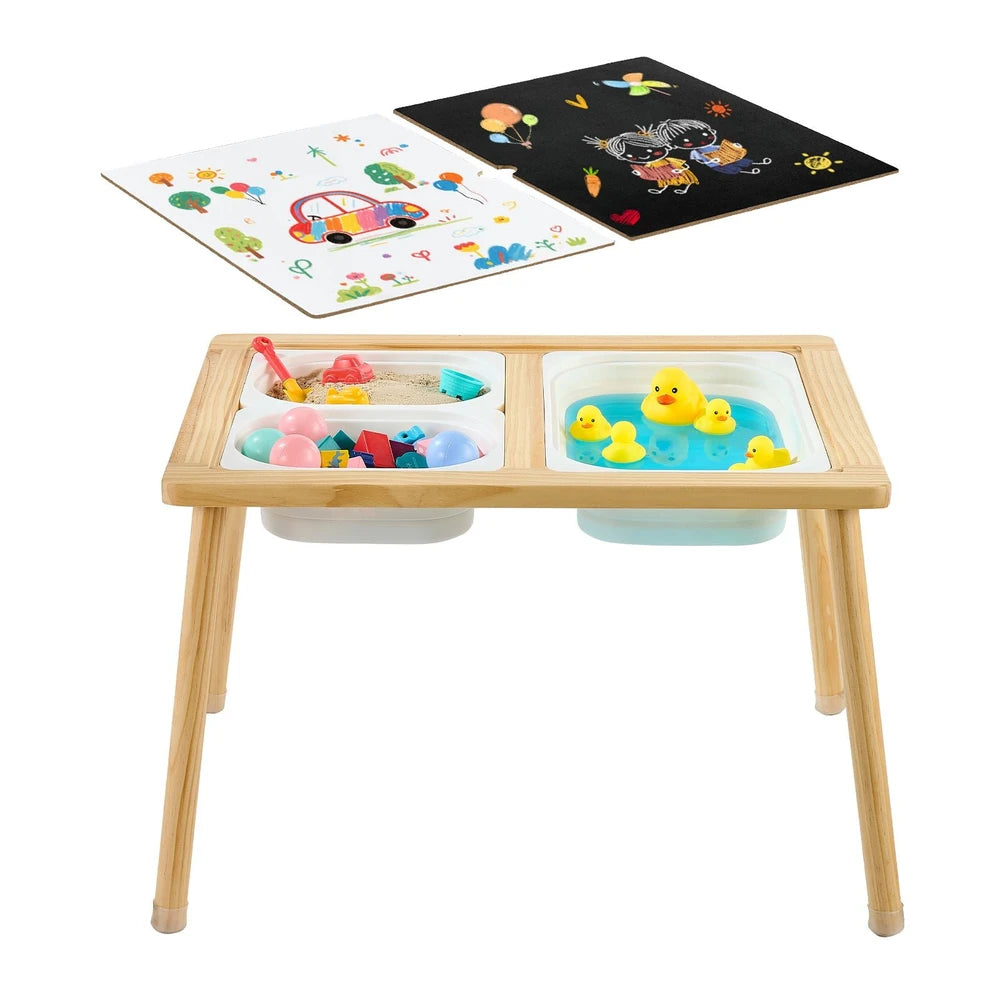 Kids Wooden Activity Table – Multi-Use Sensory Play Table, Ages 3-6