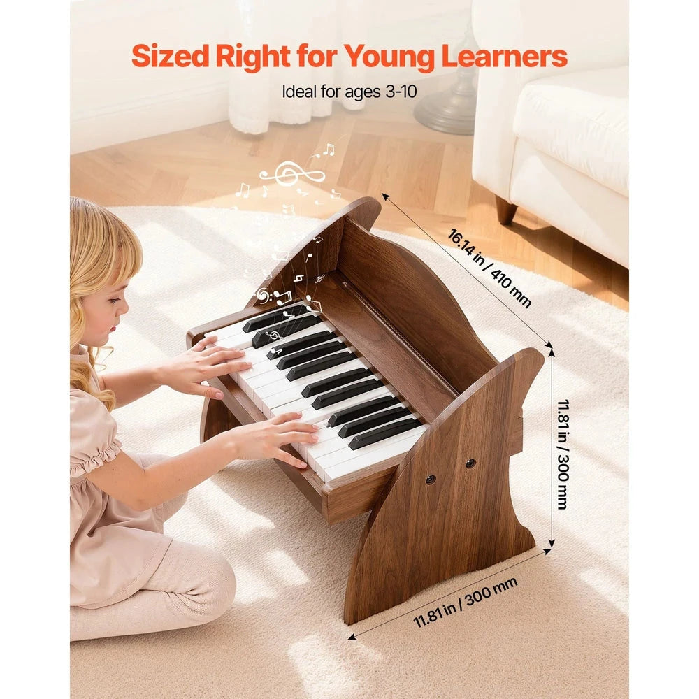 Wooden Kids Digital Piano – 25-Key Beginner Piano with Adjustable Volume