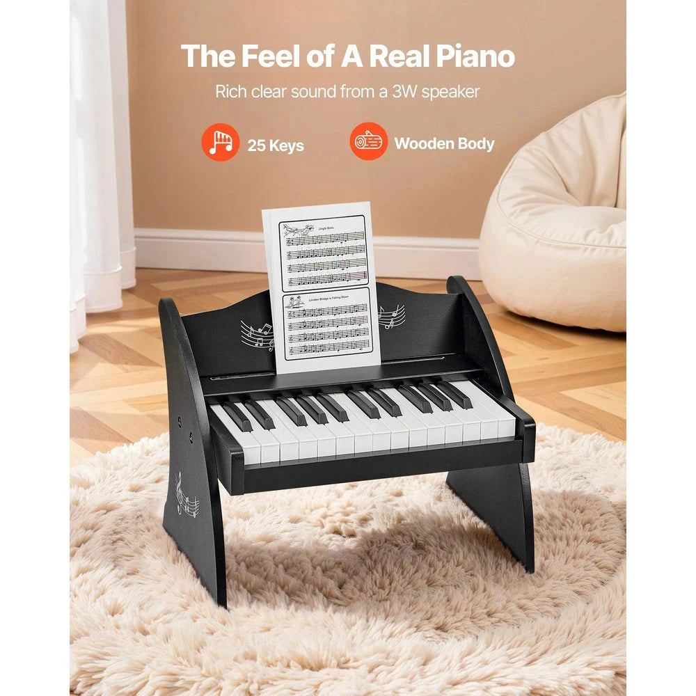 Wooden Kids Piano Keyboard – 25-Key Beginner Piano with Adjustable Volume (Color)