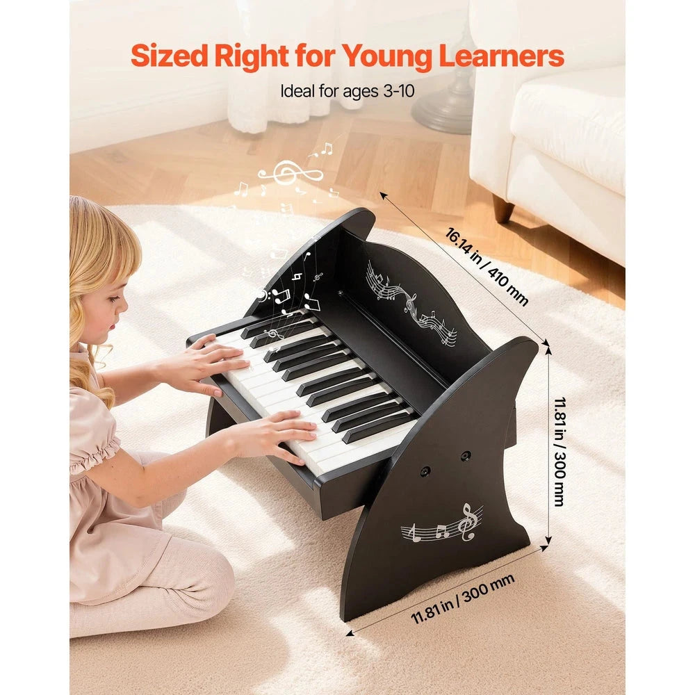Wooden Kids Piano Keyboard – 25-Key Beginner Piano with Adjustable Volume (Color)