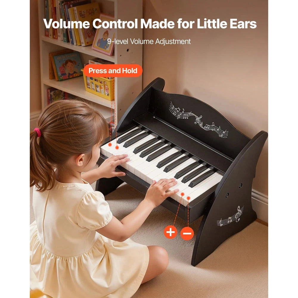 Wooden Kids Piano Keyboard – 25-Key Beginner Piano with Adjustable Volume (Color)