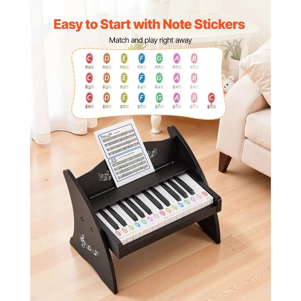 Wooden Kids Piano Keyboard – 25-Key Beginner Piano with Adjustable Volume (Color)