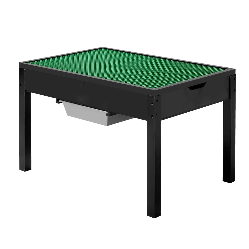 Kids Wooden Activity Table – Double-Sided Block Tabletop with 2 Storage Bins