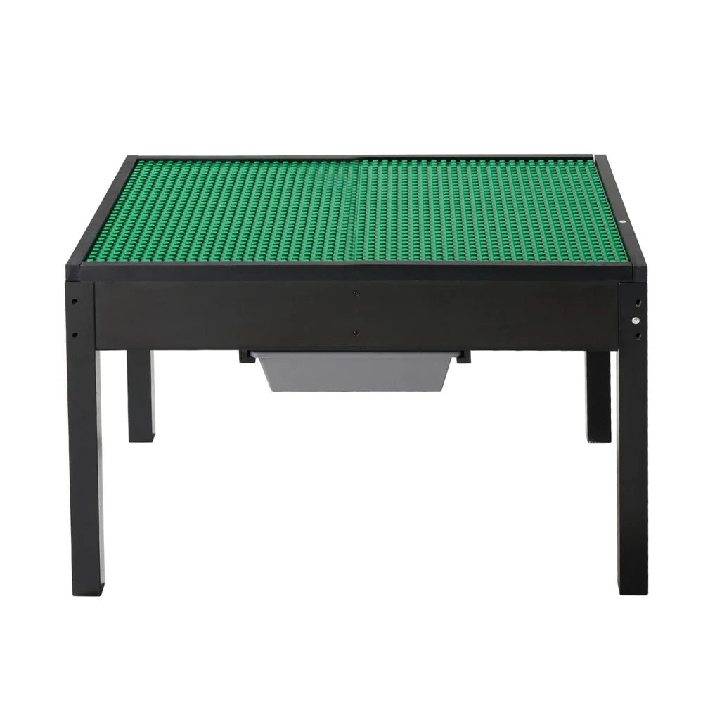 Kids Wooden Activity Table – Double-Sided Block Tabletop with 2 Storage Bins