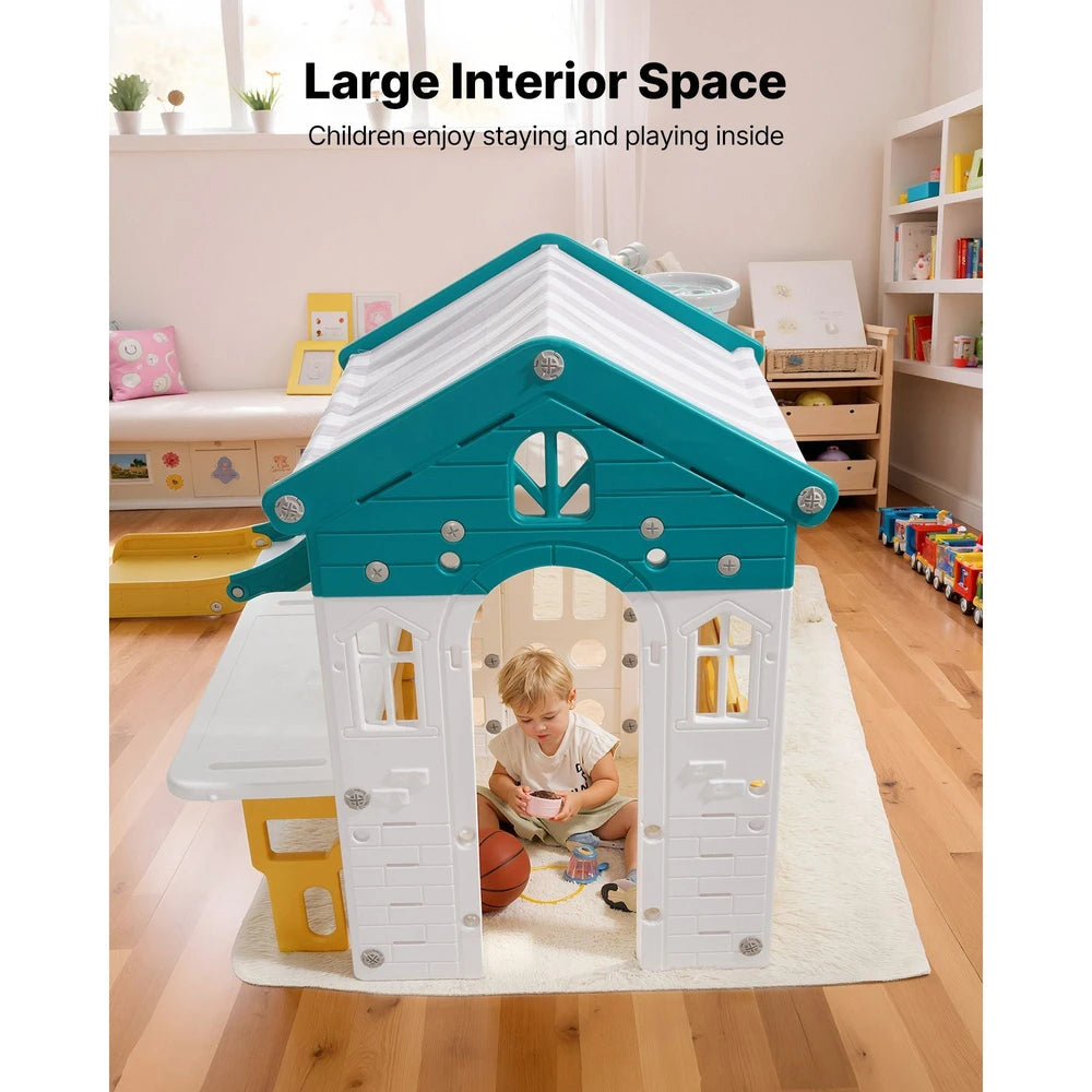 Toddler Outdoor Playhouse – Open Play Structure with Slide & Crawl Tunnel