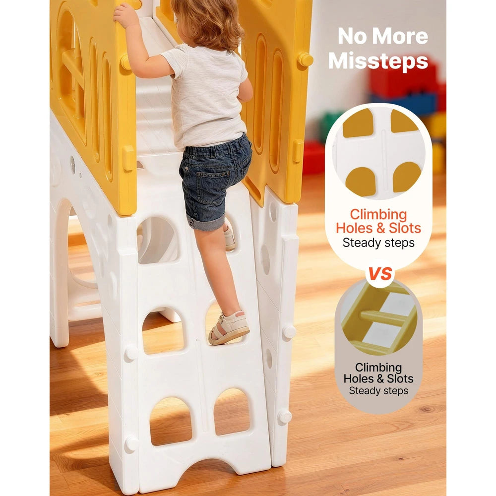 Toddler Outdoor Playhouse – Open Play Structure with Slide & Crawl Tunnel